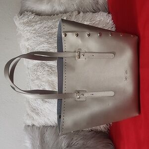 Pop Bag Metallic Gold Tote with Stud Details